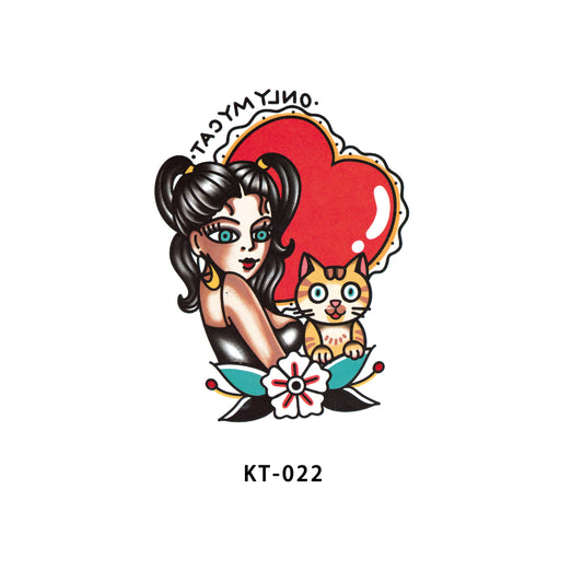 【Ordinary tattoo stickers】Cat Girl Tattoo Sticker（KT-022）