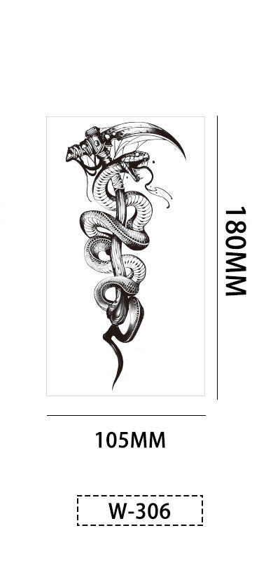 【Herbal tattoo stickers】Cross Snake Tattoo Sticker（W-306）