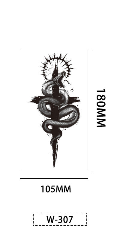 【Herbal tattoo stickers】Cross Snake Tattoo Sticker（W-307）