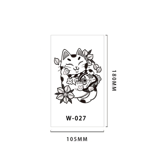 【Herbal tattoo stickers】Japanese Cat Tattoo Sticker（W-027）