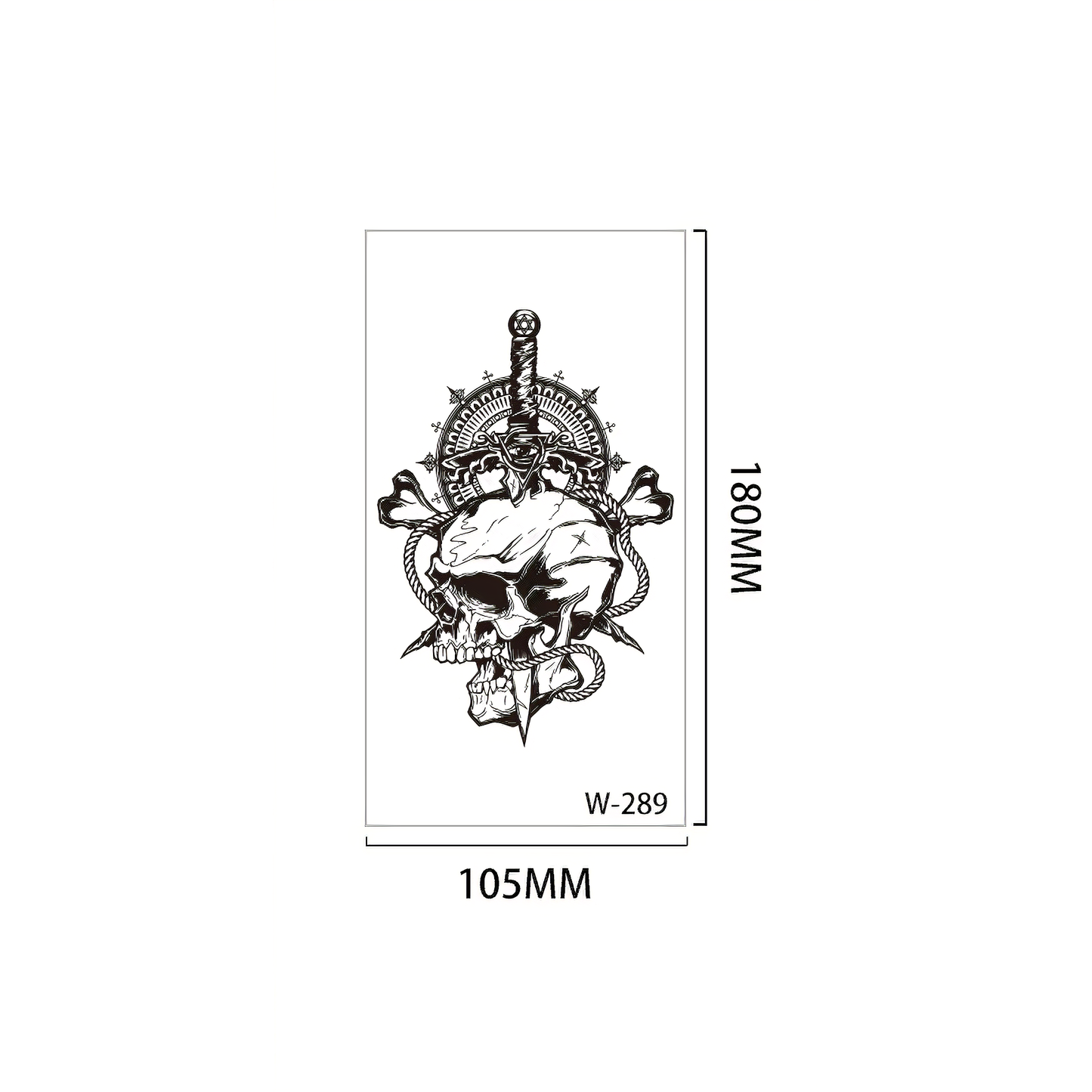 【Herbal tattoo stickers】Sword Skull Tattoo Sticker (W-289)