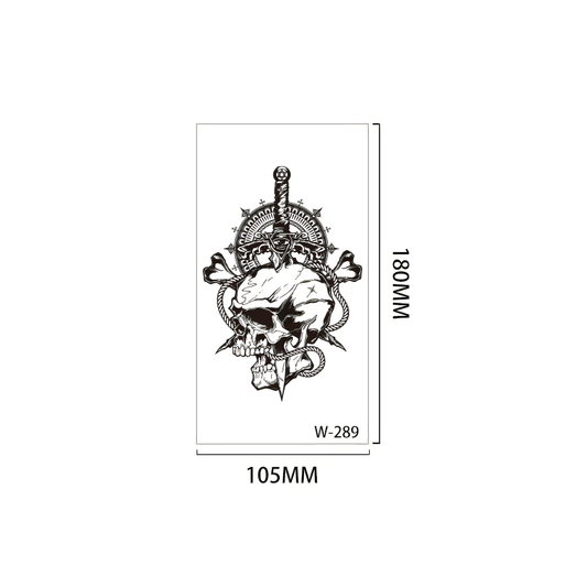 【Herbal tattoo stickers】Sword Skull Tattoo Sticker (W-289)