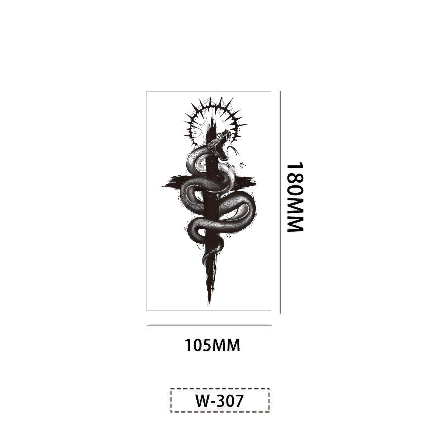 【Herbal tattoo stickers】Cross Snake Tattoo Sticker（W-307）