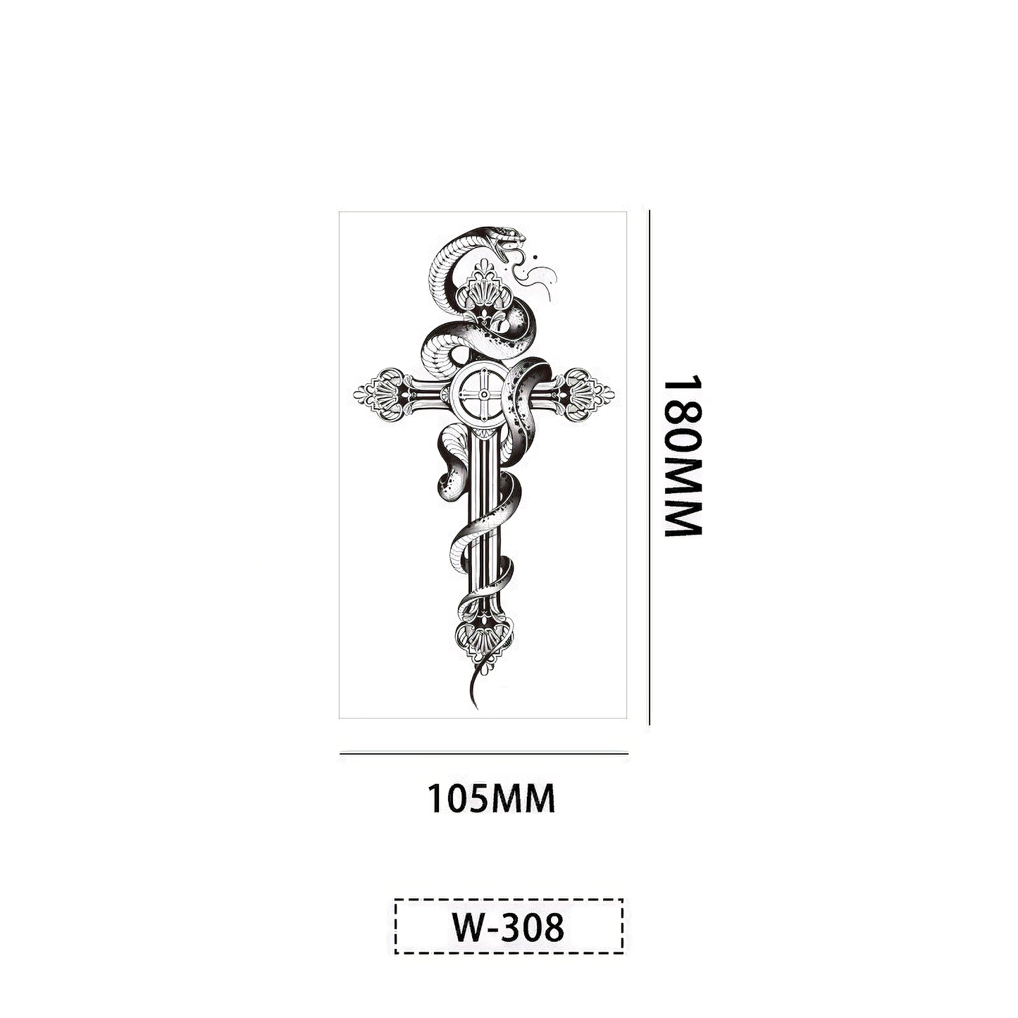 【Herbal tattoo stickers】Cross Snake Tattoo Sticker（W-308）