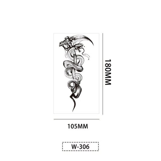 【Herbal tattoo stickers】Cross Snake Tattoo Sticker（W-306）