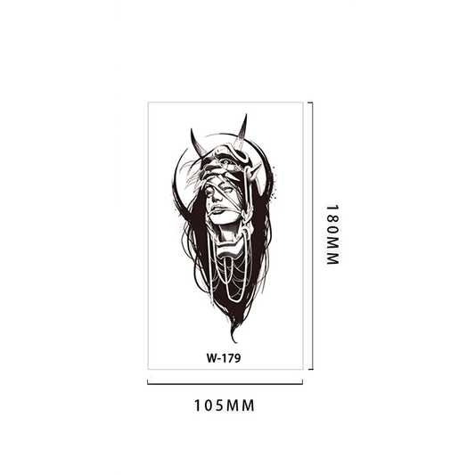 【Herbal tattoo stickers】Japanese Hannya Mask Girl Tattoo Sticker（W-179）